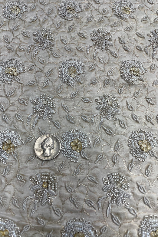 Gold White Silver Embroidered on Cream