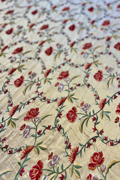 Multicolor Embroidered Dupioni Silk MED-366 main image 1