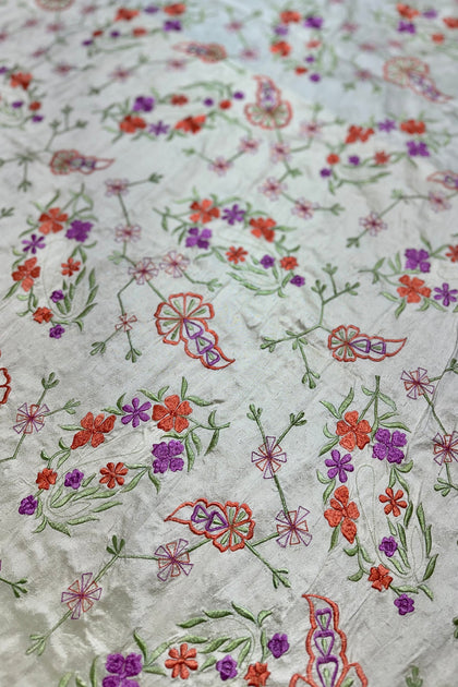 Multicolor Embroidered Dupioni Silk MED-336/01 main image 1