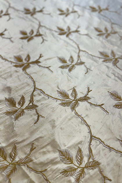 White/Black Embroidered Dupioni Silk MED-435/03 main image 1