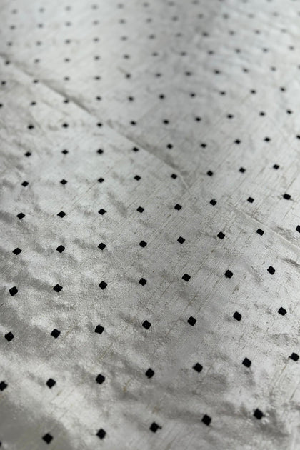 Black Embroidered Dupioni Silk MED-292/11 main image 1