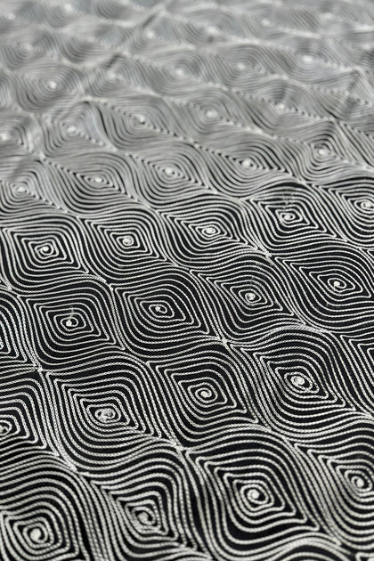 White/Black Embroidered Dupioni Silk MED-435/03 main image 0