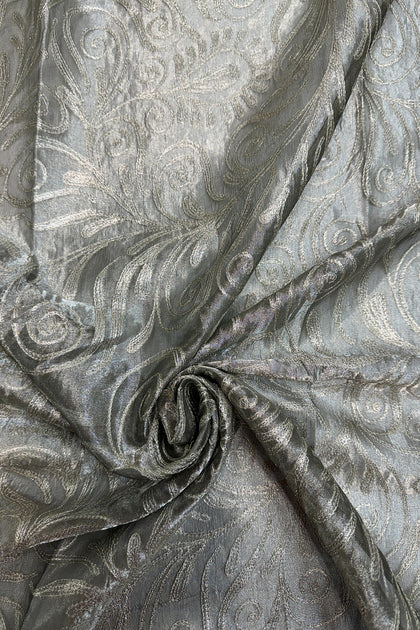 Silver Speckled Metallic Crushed Organza Fabric main image 1