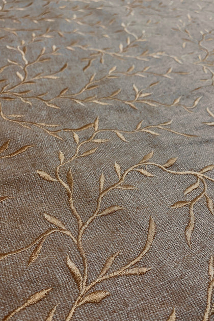 Brown Embroidered Silk Linen MEMT-018-9 main image 1