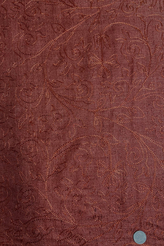 Sierra Brown Embroidered Silk Linen MEMT-018-12