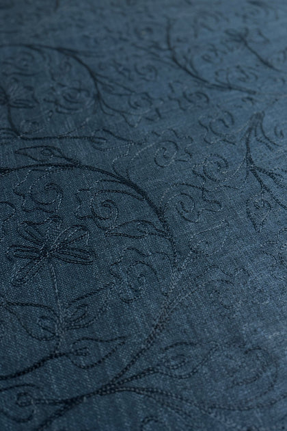 Orange Embroidered Silk Linen MEMT-023-12