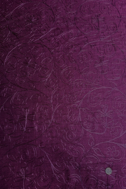Wine Embroidered Silk Linen MEMT-018-17