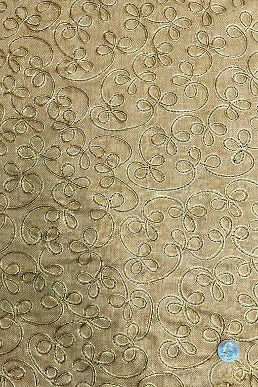 Light Gold Embroidered Silk Linen MEMT-020-09