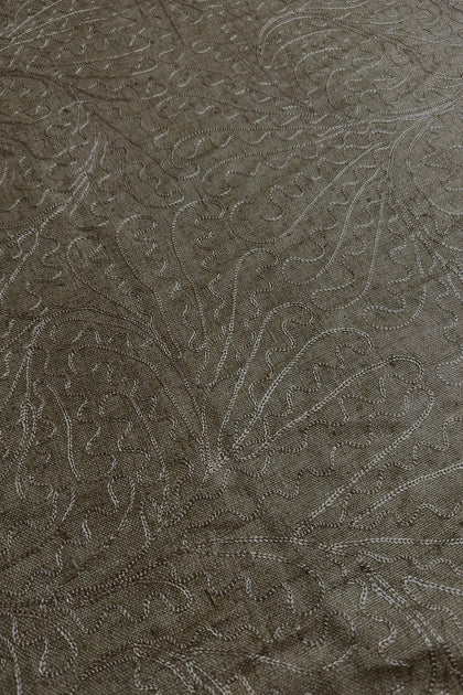 Olive Green Embroidered Silk Linen MEMT-026-14