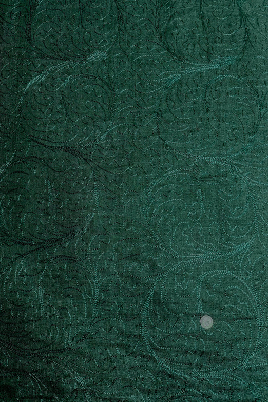 Green Embroidered Silk Linen MEMT-026-02