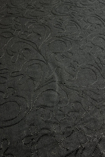 Jade Green Embroidered Silk Linen MEMT-026-19