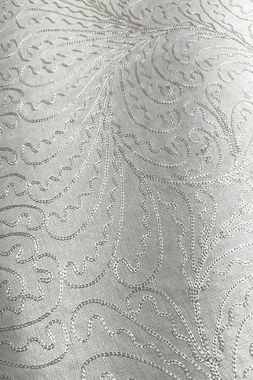 White Embroidered Silk Linen MEMT-026-09
