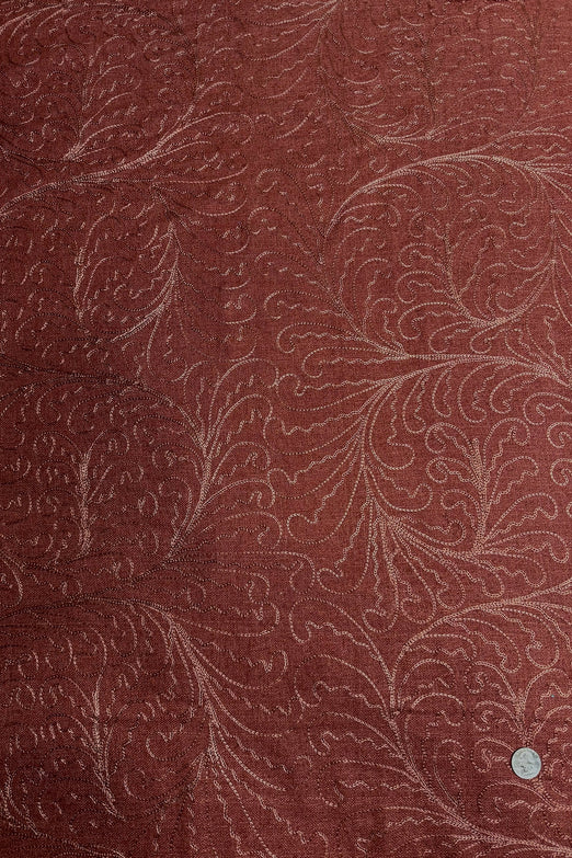 Sienna Brown Embroidered Silk Linen MEMT-026