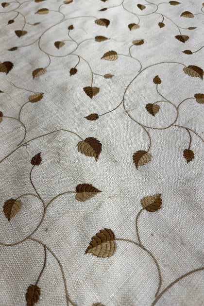 Dark Olive Embroidered Silk Linen MEMT-010