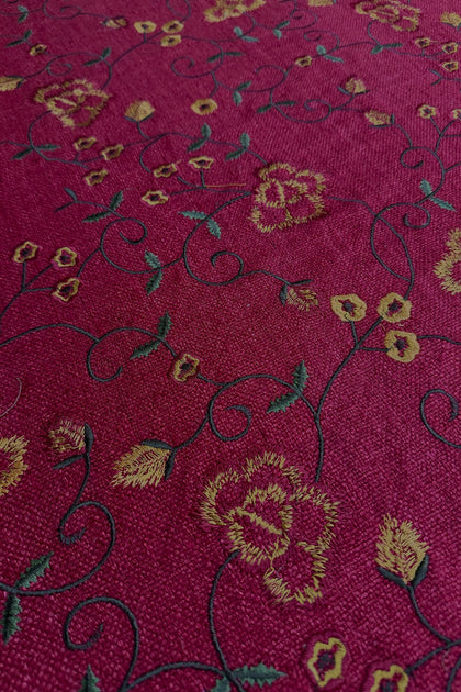 Jade Green Embroidered Silk Linen MEMT-026-19 main image 1