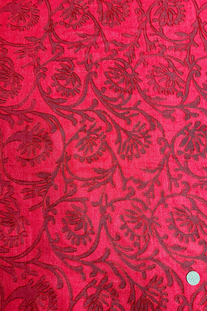 Orange Embroidered Silk Linen MEMT-023-12 main image 0