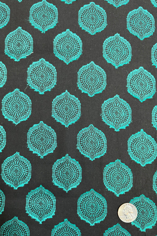 Turquoise/Black Blend Novelty Fabric