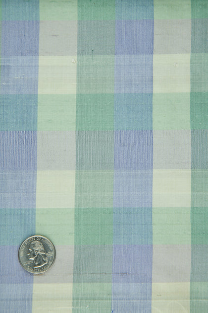 Multi-Color Check Plaid Silk Shantung 82 Fabric