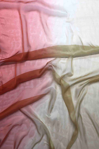 Dusk/Grass Green Ombre Silk Chiffon 2D-1013 Fabric