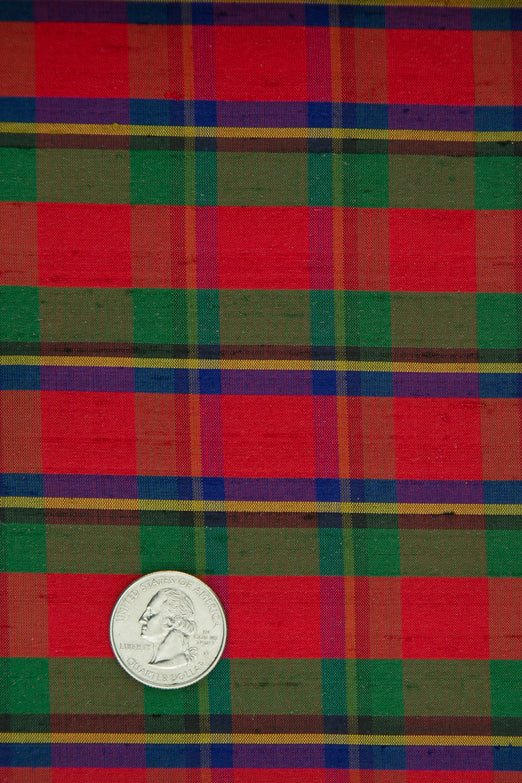 Multicolor Tartan Silk Shantung 543 Fabric