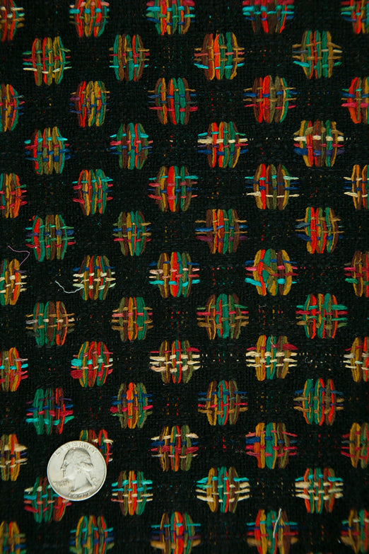 Navy Multicolor Silk Tweed Fabric