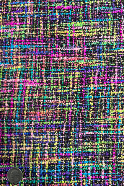 Green Multicolor Silk Tweed Fabric main image 1