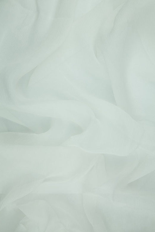 White Silk Crinkled Chiffon Fabric