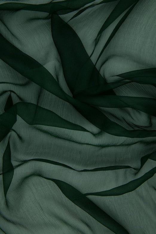 Forest Green Silk Crinkled Chiffon Fabric