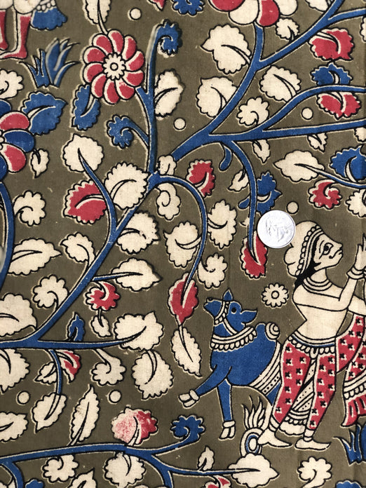 Multicolor Cotton Kalamkari Hand Prints CHP-210 Fabric