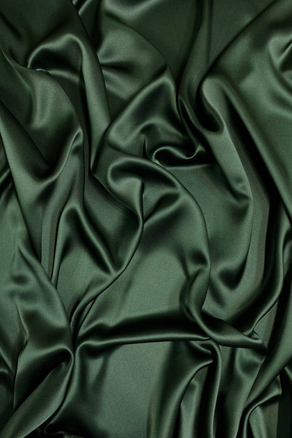 Dark Green Stretch Silk Charmeuse Fabric for Dress Width 42 inch 
