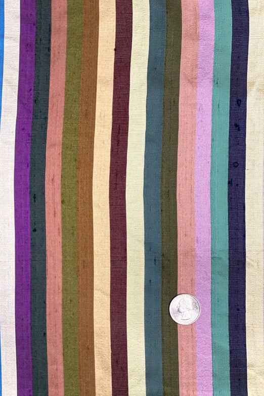 Multicolor Striped Silk Shantung 33 Fabric