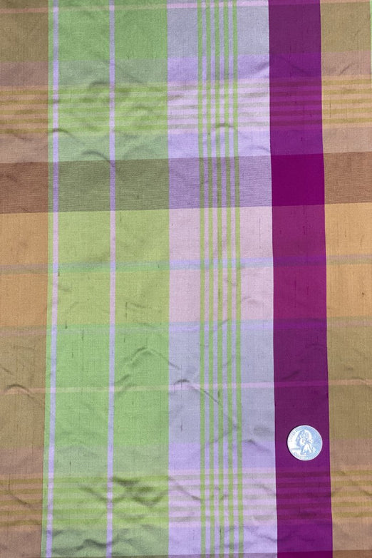 Multicolor Plaid Silk Shantung 428 Fabric