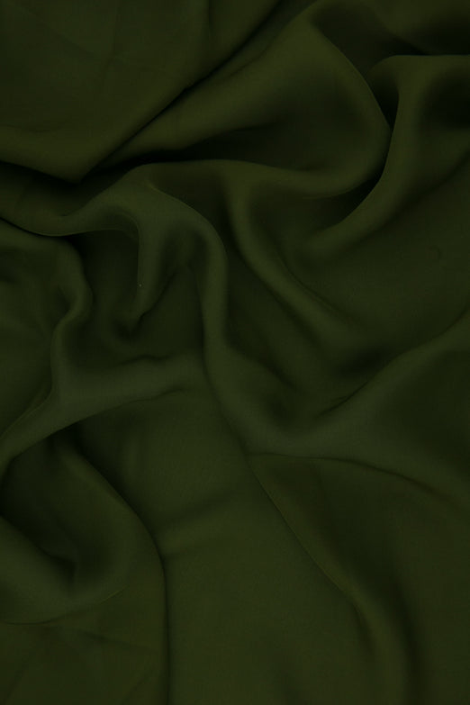 Dark Moss Green Silk Double Georgette Fabric