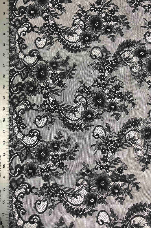 Black French Plain Lace FLP-004/70 Fabric