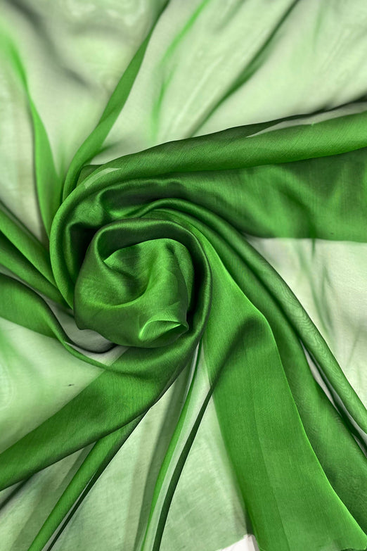 Green Glow Iridescent Silk Chiffon