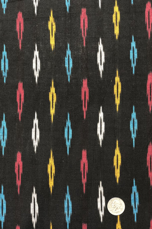 Black/Multicolor Cotton Ikat 165 Fabric