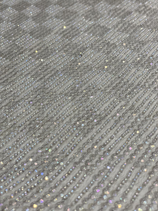 Aluminum Sequin & Beads On Silk Chiffon JEC-069-6 Fabric
