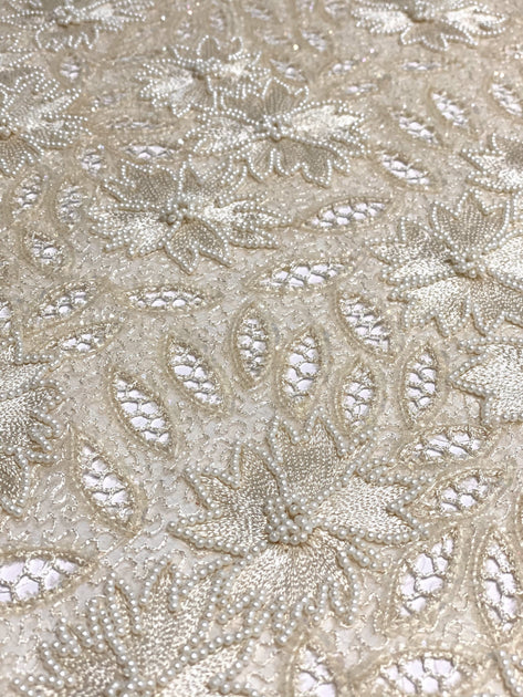 Gold Sequins & Beads on Chiffon JEC-132-36 Fabric