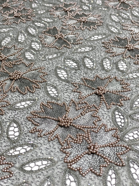 Offwhite Sequin & Beads on Silk Chiffon JEC-200-20