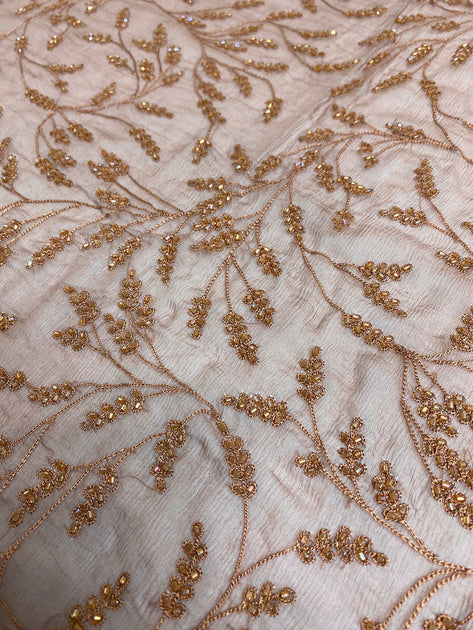 Cream Sequin & Beads On Chiffon JEC-070-1 Fabric