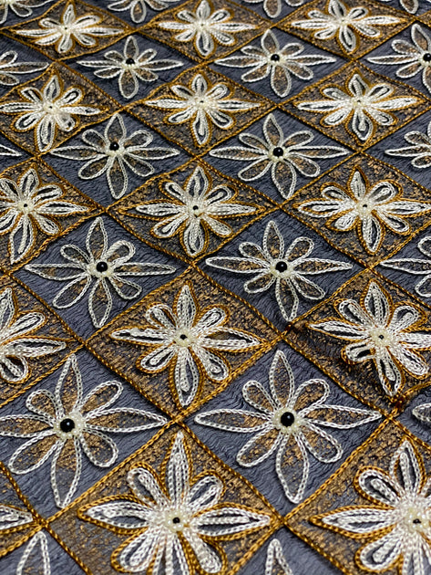 Black Sequin & Beads On Chiffon JEC-010 Fabric