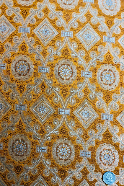 Maroon Gold Silk Brocade JV-1509 Fabric main image 1
