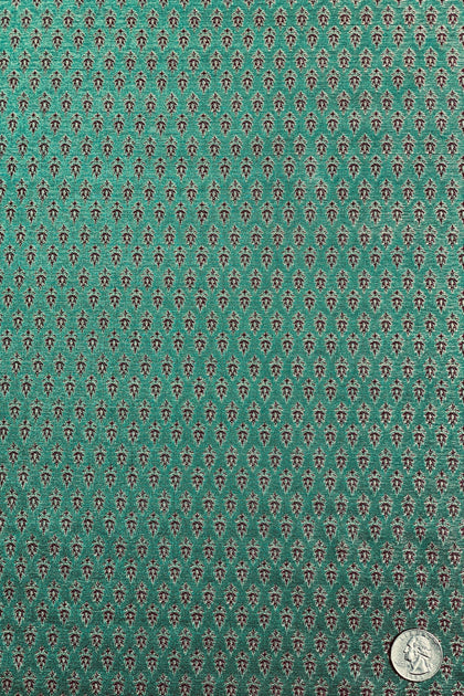 Green/Navy Blue Silk Brocade JV-1564 Fabric main image 0
