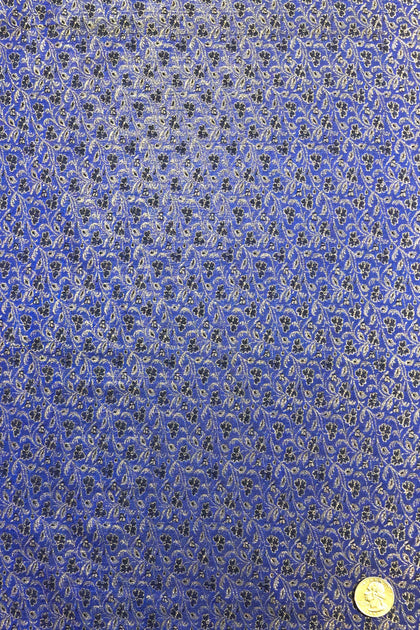 Navy Blue/Silver/Gold JV-1647/9 Silk Brocade main image 1