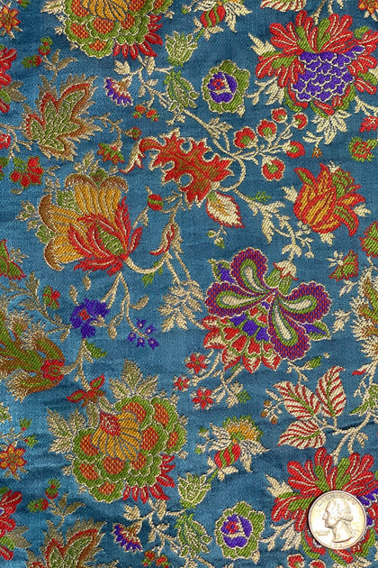 Ivory/Zari Gold Silk Brocade JV-1518 Fabric main image 0