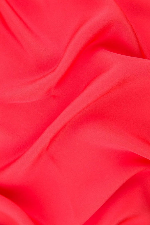 Hot Coral Silk 4-Ply Crepe Fabric