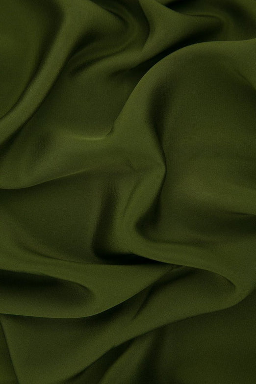 Dark Moss Green Silk 4-Ply Crepe Fabric