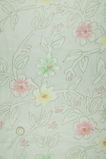 Multicolor Embroidered Dupioni Silk MED-434 main image 1