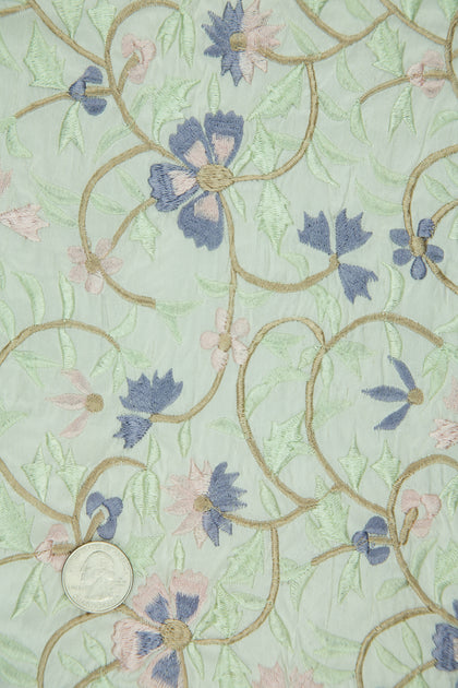 Embroidered Dupioni Silk MED-106/3 Fabric