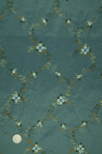 Embroidered Dupioni Silk MED-164/13 Fabric